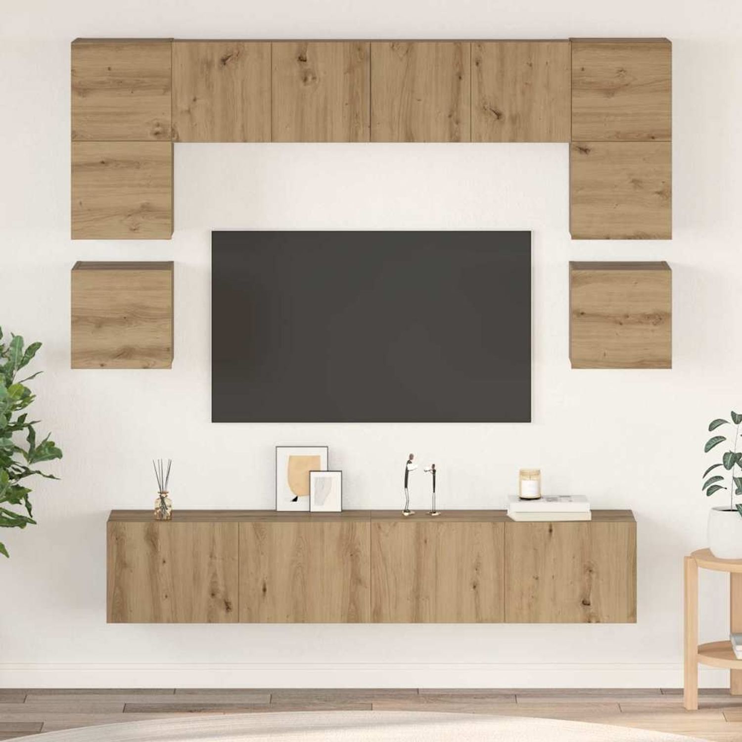 vidaXL TV-Schrankset Wandmontiert 8 pcs Artisan-Eiche Holzwerkstoff 3393335 Bild 1