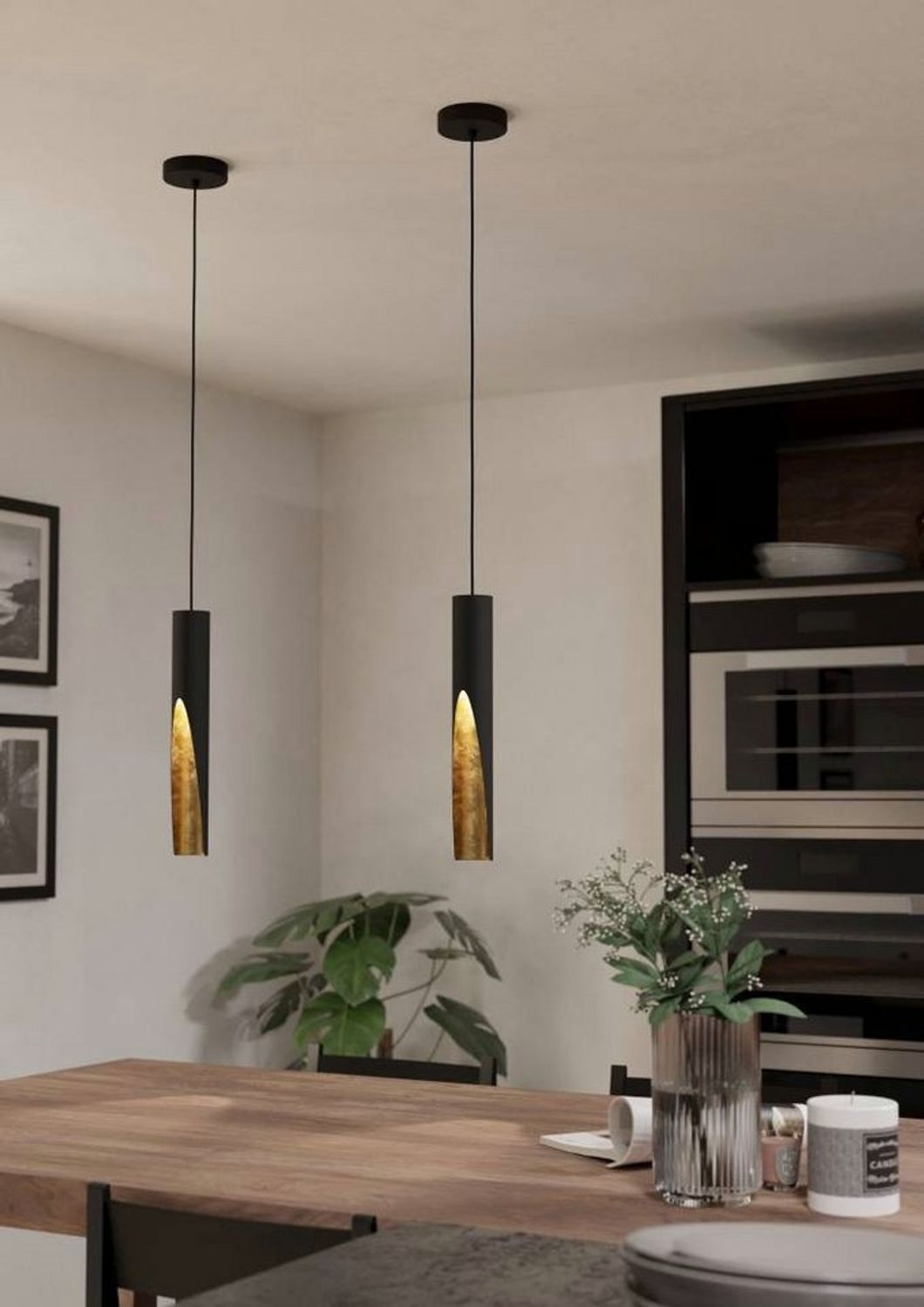 Eglo 900872 Hängeleuchte BARBOTTO Stahl schwarz, gold GU10 1X4,5W H:110cm Ø6cm Bild 1