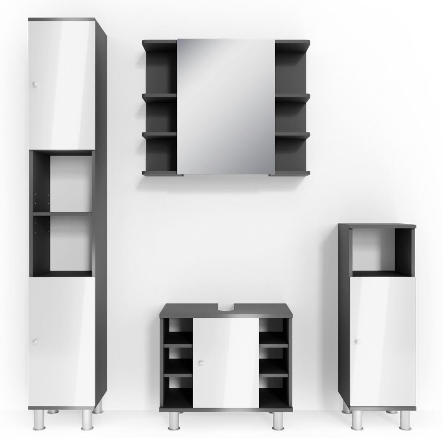 Badmöbel-Set Fynn Anthrazit 4 Teile Vicco Bild 1