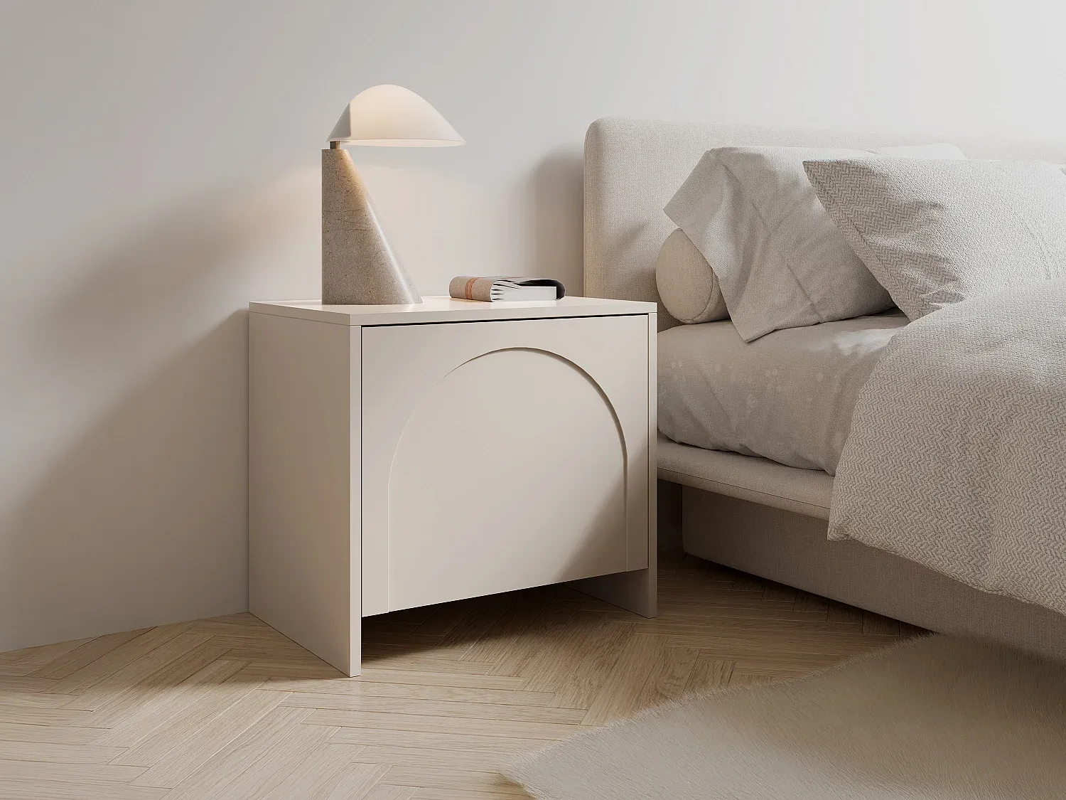 Vente-unique - NALYRA Bedside table Holz, Platte Beige - B 40 cm x H 50 cm x L 52 cm Bild 1