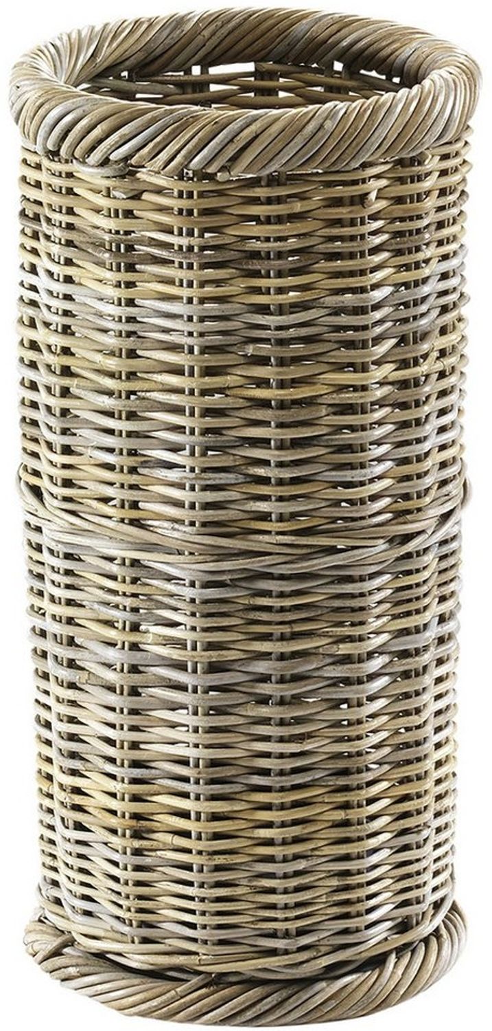 Kobolo Schirmständer Schirmhalter rund Rattan grau Handarbeit H: 56 cm Bild 1