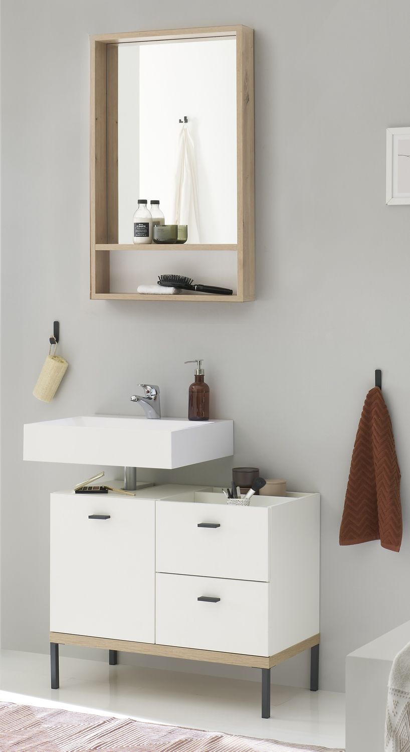 Badezimmer-Set >Coco< (2-teilig) in Asteiche Dekor / weiss - 79x200x38 (BxHxT) Bild 1