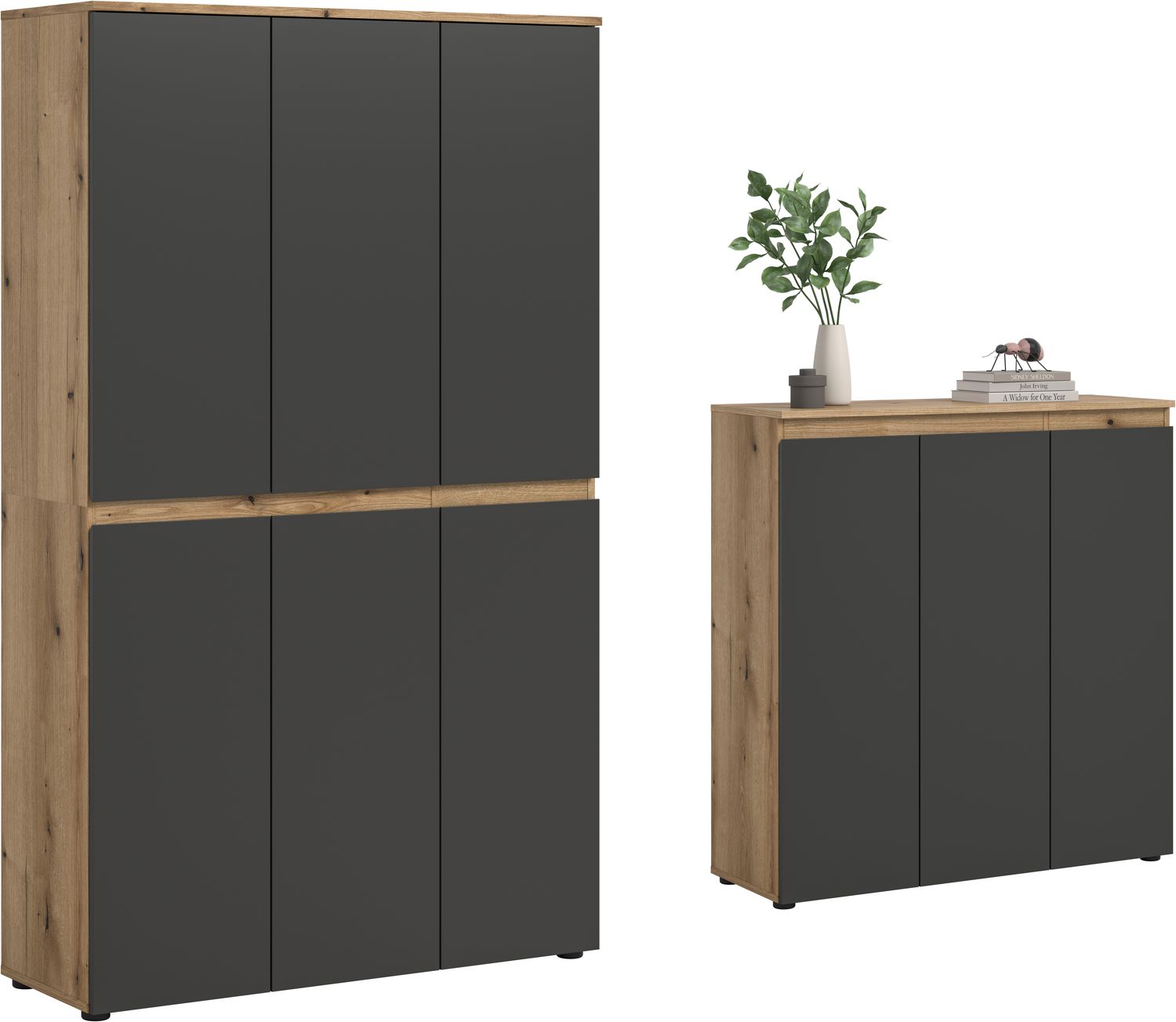 Universalschrank (B/H/T: 235x175x37 cm) in Evoke Oak Nachbildung und anthrazit Bild 1