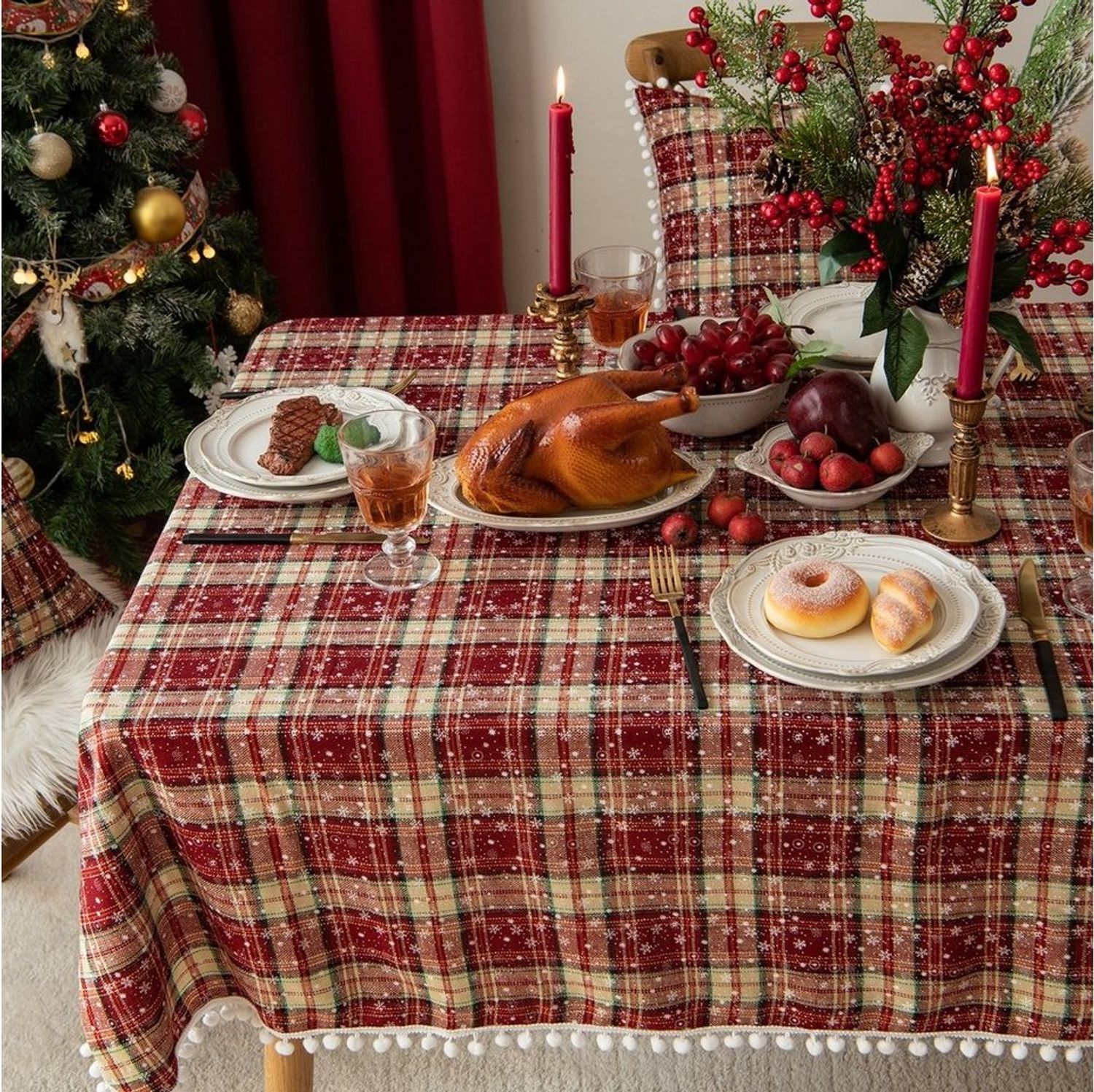 BTTO Tischdecke Weihnachten Tischdecke,Weihnachtstischdecken Rechteckige, Waschbare Tischdecke Schmutzabweisend für Weihnachten Bild 1