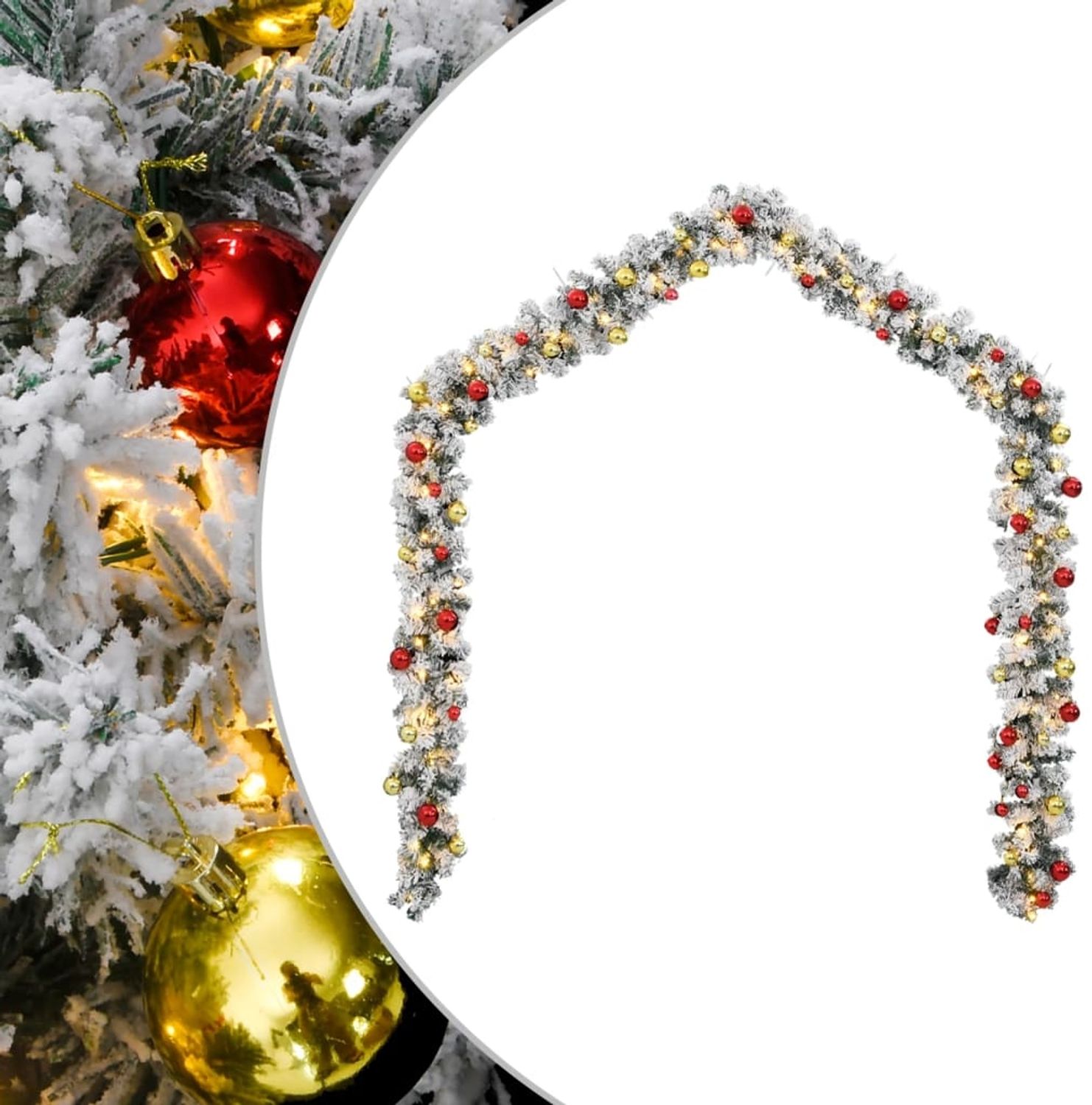 vidaXL Weihnachtsgirlande mit Kugeln und LED-Leuchten Grün 10 m PVC 4019673 Bild 1