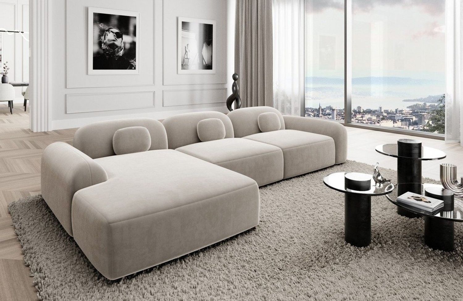 Sofa Dreams Ecksofa Polstersofa Stoff Couch Stoffsofa Modern Sofa Barcelona L Form kurz, Lounge-Sofa Bild 1