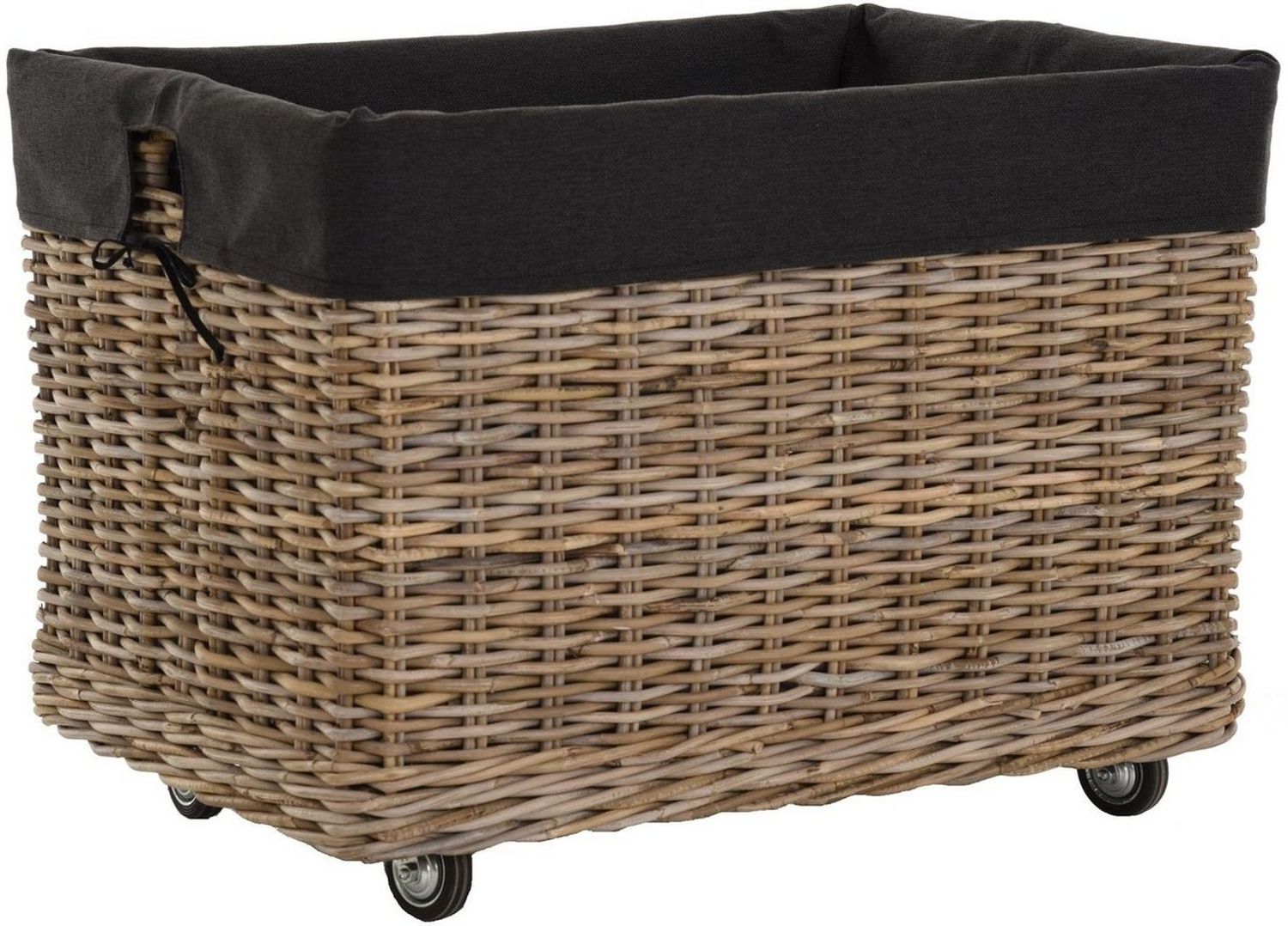 Krines Home Kaminholzkorb Großer Rollkorb Holzwagen Natur Rattan Korb Rollwagen Holzkorb, mit Griffen, mit Rollen, mit Inlett, Kamin Allzweck-Korb (Rechteckig) Bild 1