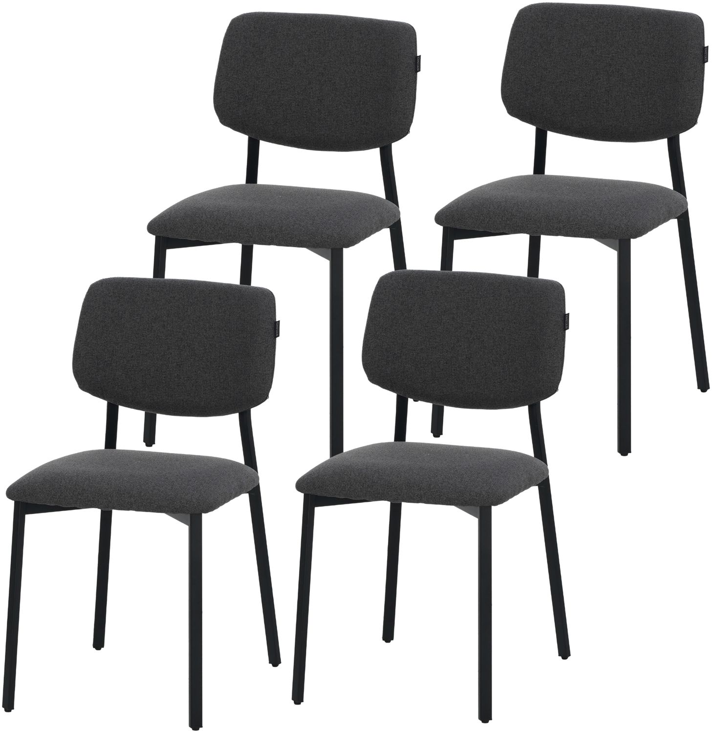 RAVINO Designerstuhl A21– 4er Set Esszimmerstuhl gepolstert mit Stoffbezug, moderner Küchenstuhl mit Rückenlehne, Stuhl, belastbar bis 110 kg– Grau Bild 1