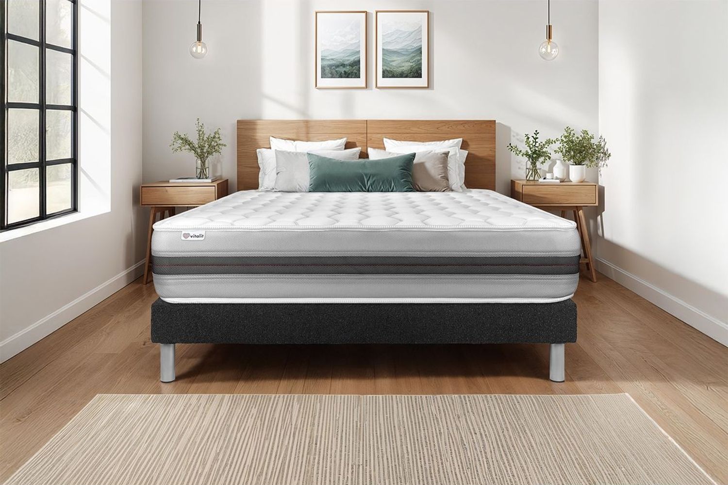 Matratzenset VITAL SPRING RECOVER 135 x 190 cm Bettrahmen Kit schwarz Bild 1