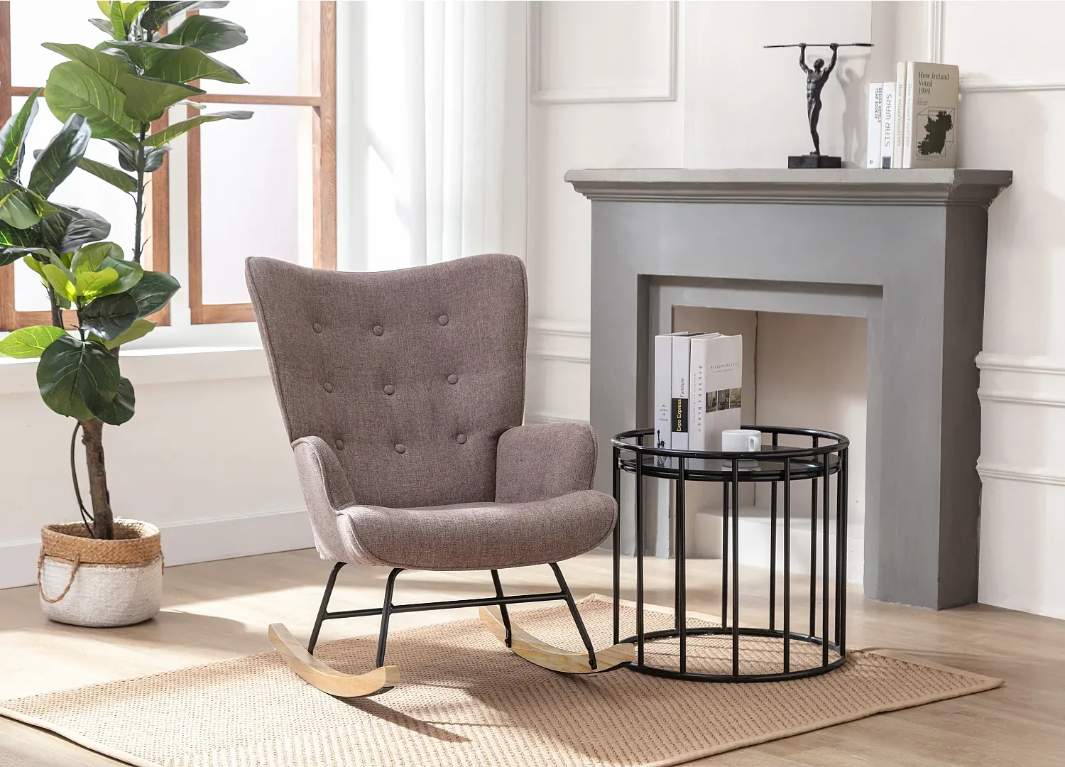 Vente-unique - ELMINA Sessel Stoff Schokoladenbraun - B 68 cm x H 91 cm x L 86 cm Bild 1