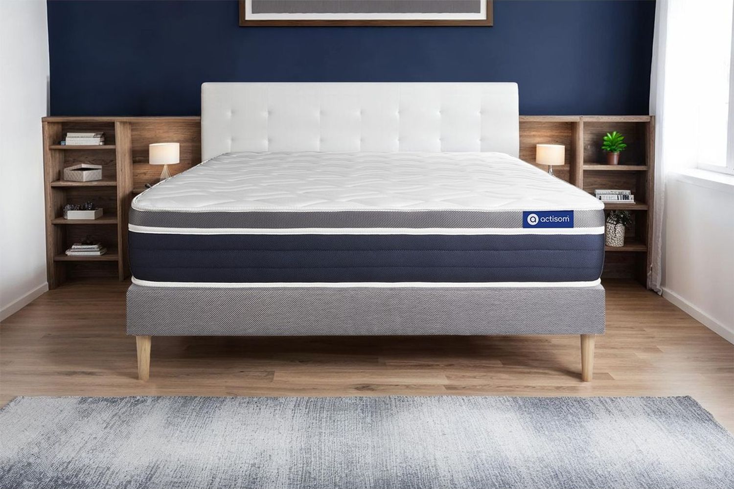 Actimemo confort matratze 150x200 cm + Bettgestell mit lattenrost - Dicke : 26cm - Memory-schaum - H3 Bild 1