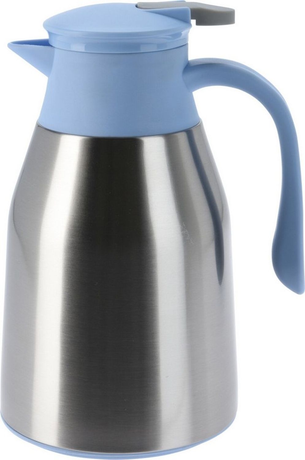 Koopman Kaffeekanne Thermoskanne Kaffeekanne Teekanne 1L Edelstahl, (1-St), Blau / Silber, Druckverschluss, 25x14cm, Pflegeleicht, bis 6h Warm Bild 1