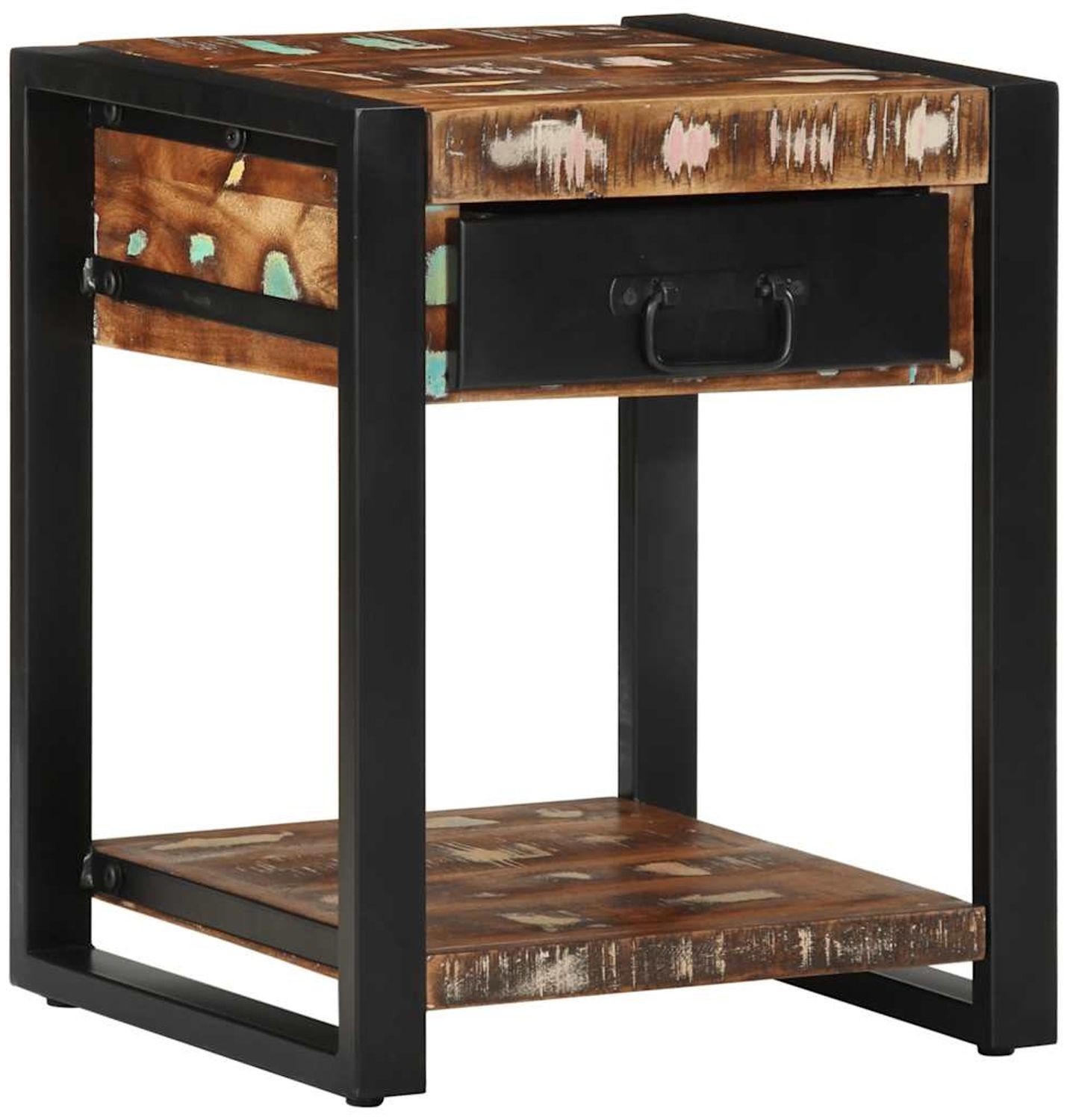 vidaXL Beistelltisch Mehrfarbig 40x40x50 cm Altholz Massiv 4015942 Bild 1