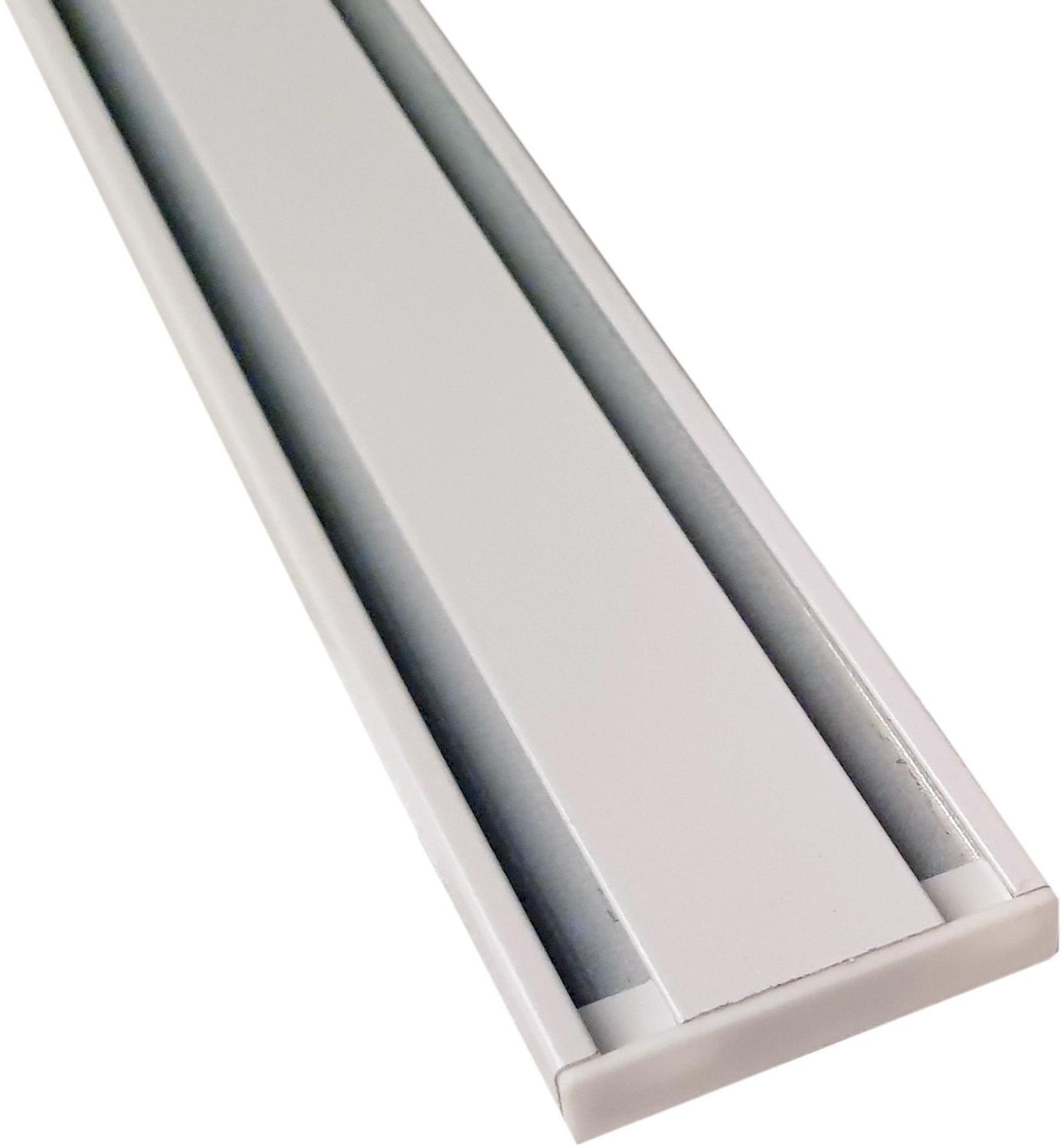 Vorhangschiene "weiß" aus Aluminium, alle Längen bis 480cm möglich, Flache Gardinenschiene ( 7mm ), "1- / 2-/ 3- /4-läufig" inkl. Vorhanggleiter Bild 1