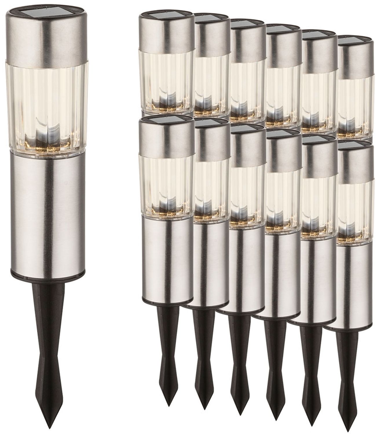 12 LED Edelstahl Solarlampen für den Außenbereich Bild 1