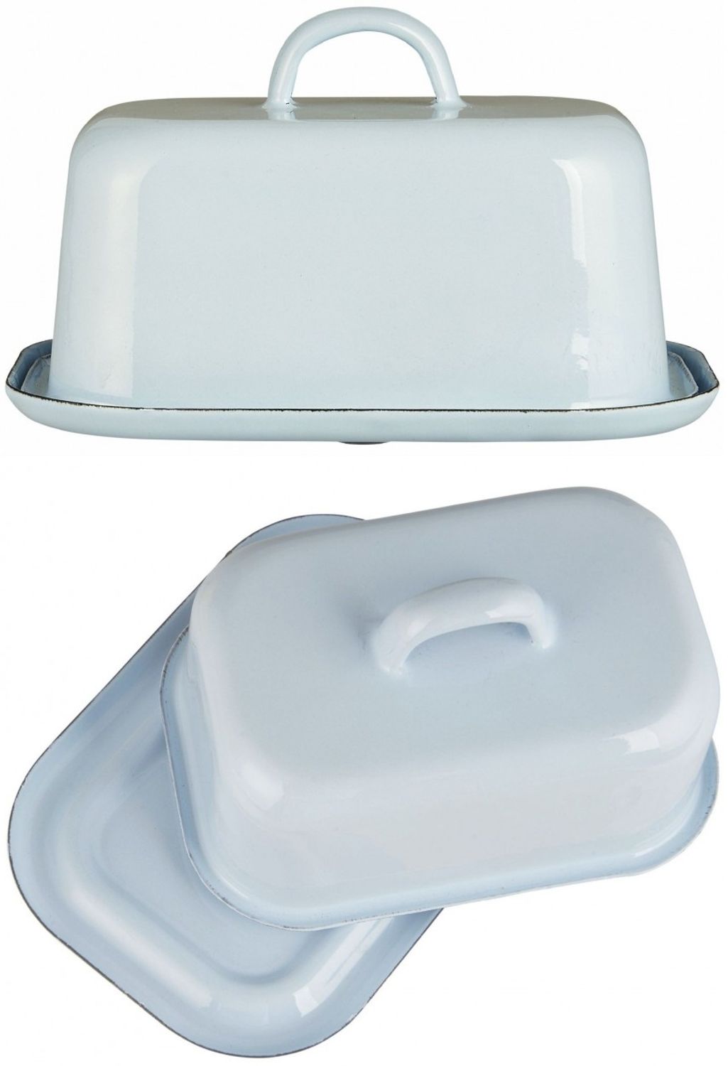 Ib Laursen - Butterdose Butterglocke Butterschale Emaille Hellblau 0411-26 Bild 1