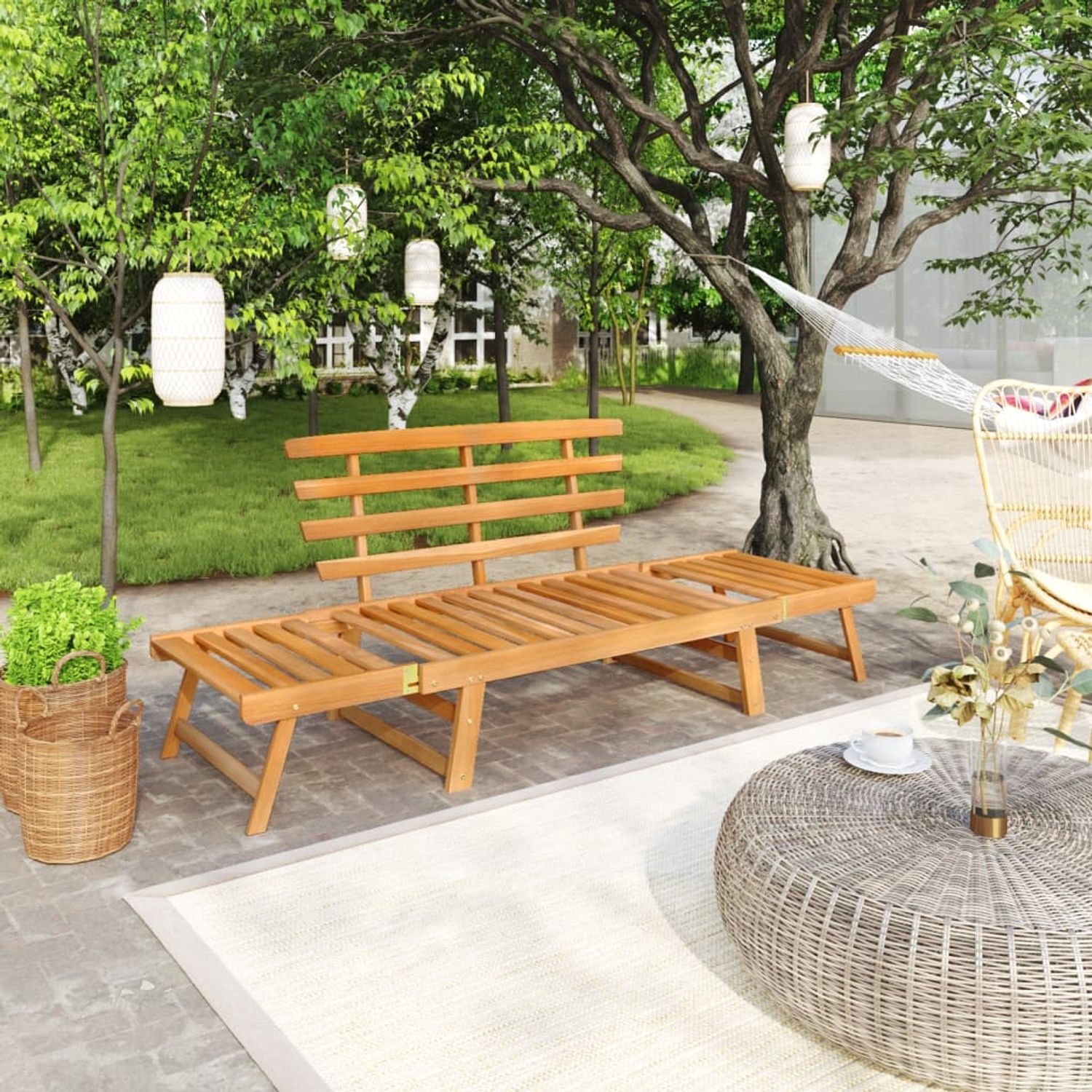 vidaXL Gartenbank 2-in-1 190 cm Massivholz Akazie 316471 Bild 1