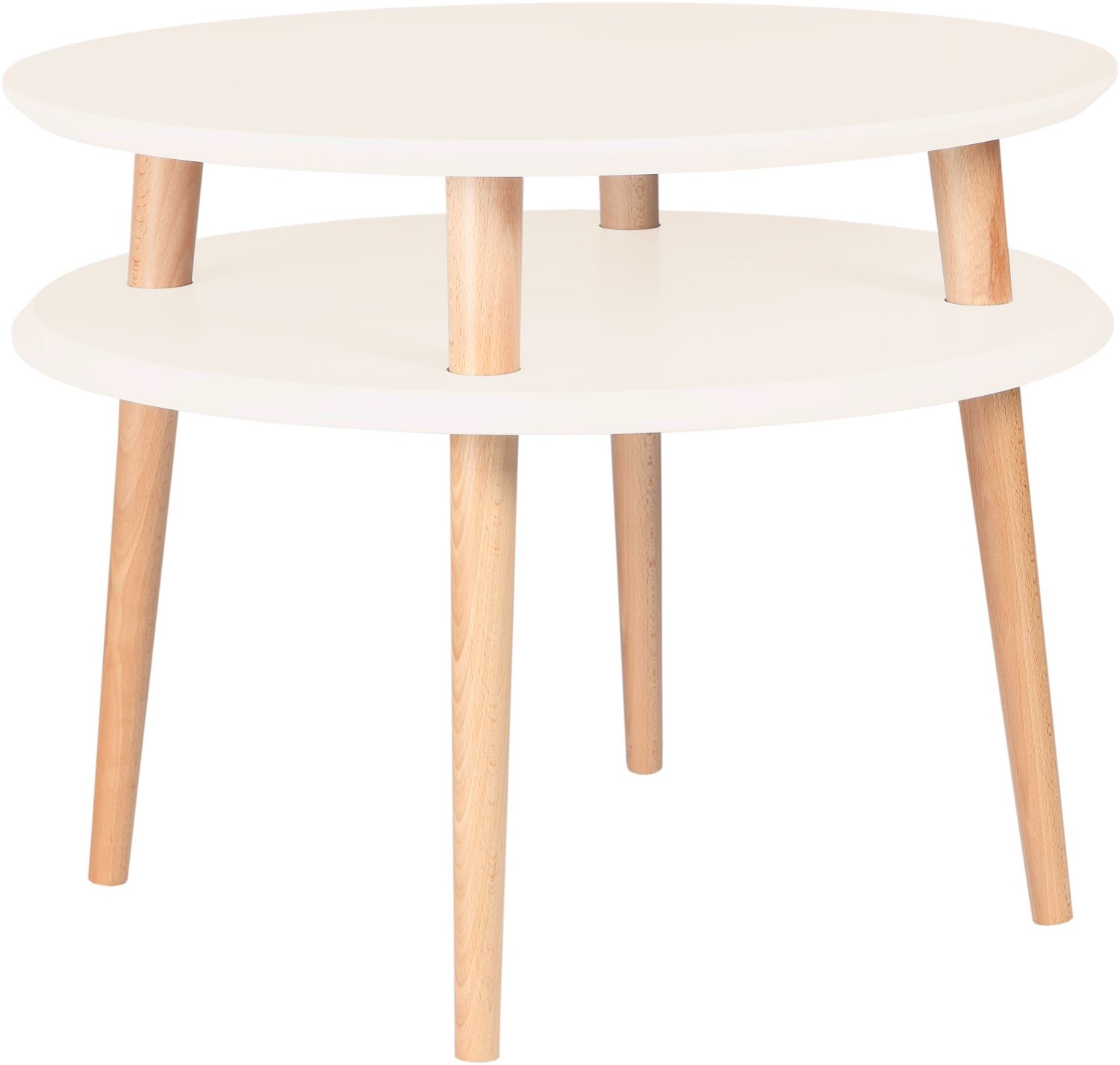 Ragaba Couchtisch, MDF & Buche Massivholz, Ø 57x45 cm, Perl Weiß Bild 1