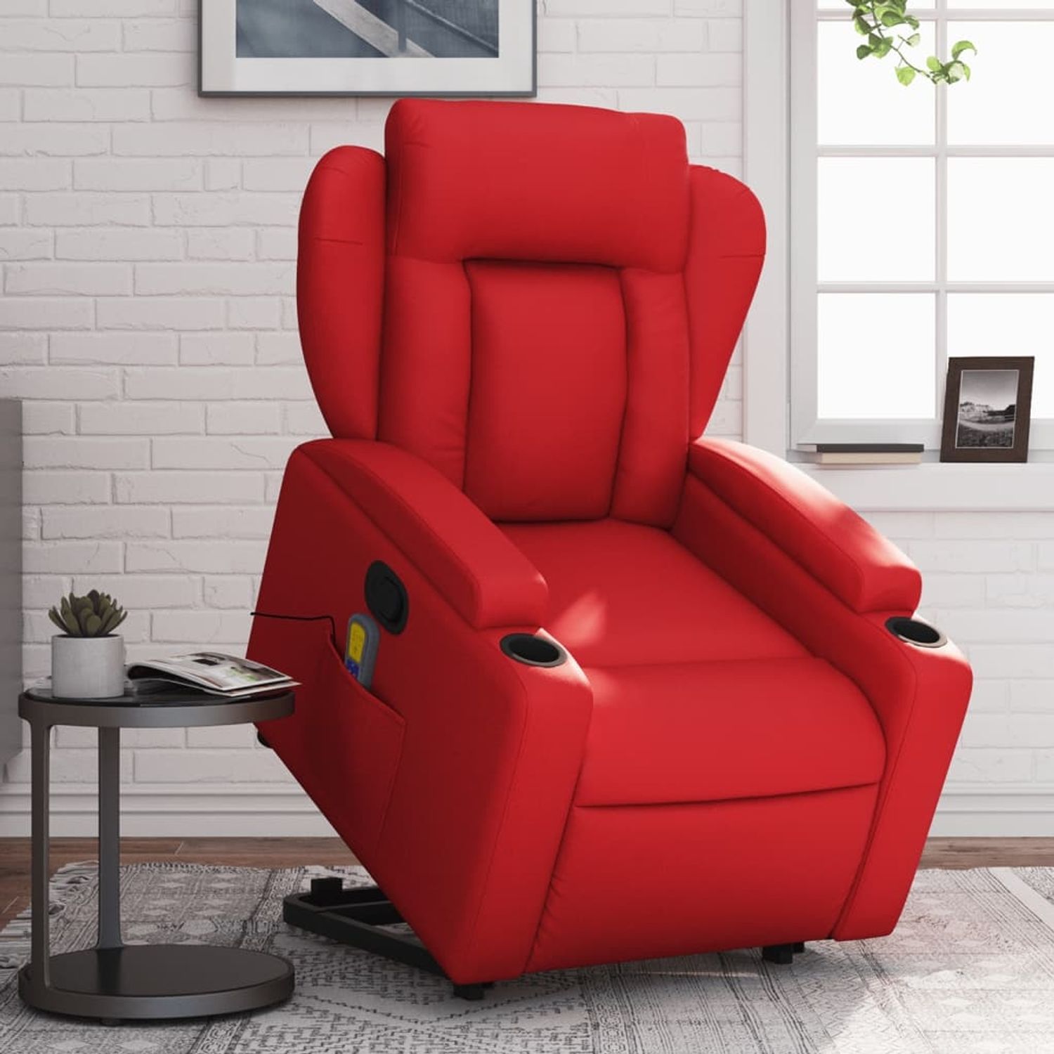 vidaXL Massagesessel mit Aufstehhilfe Rot Kunstleder 3204556 Bild 1