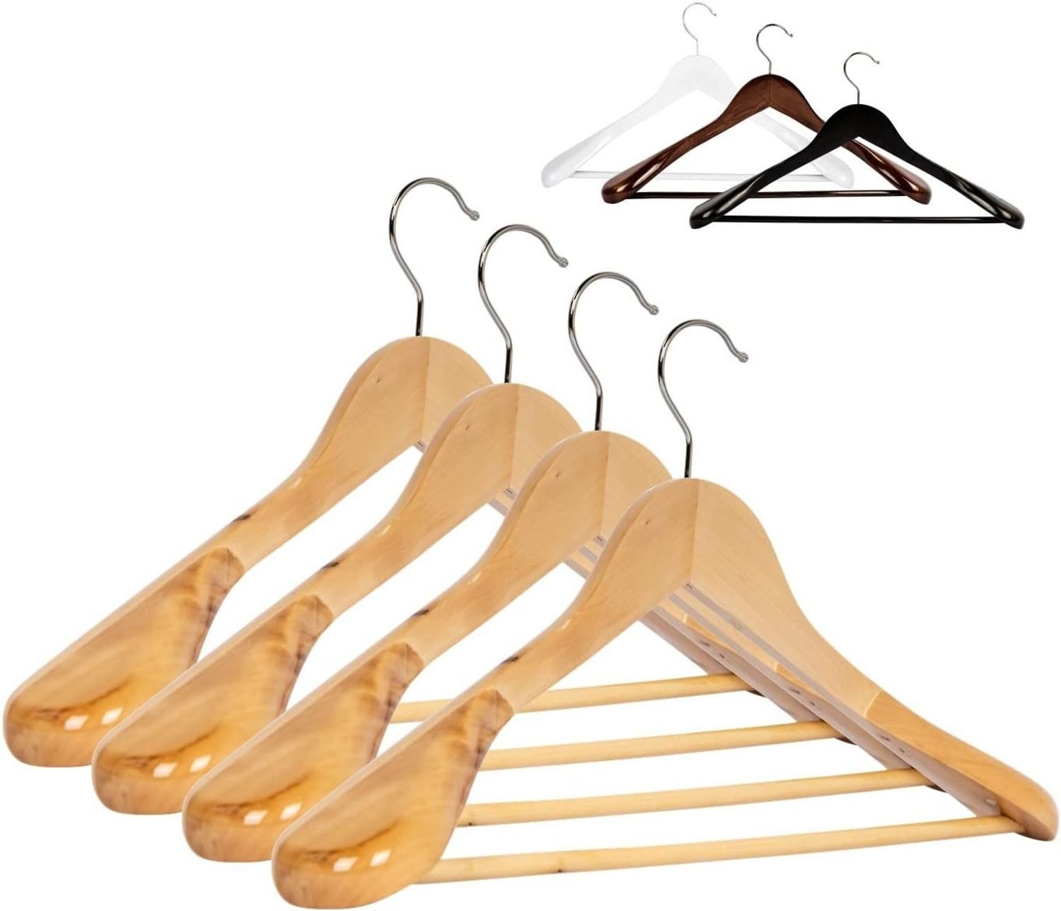 RSR Hangers Kleiderbügel Natur Anzugbügel Jackenbügel Blazer 44,5 cm 360° Haken, (5-tlg) Bild 1