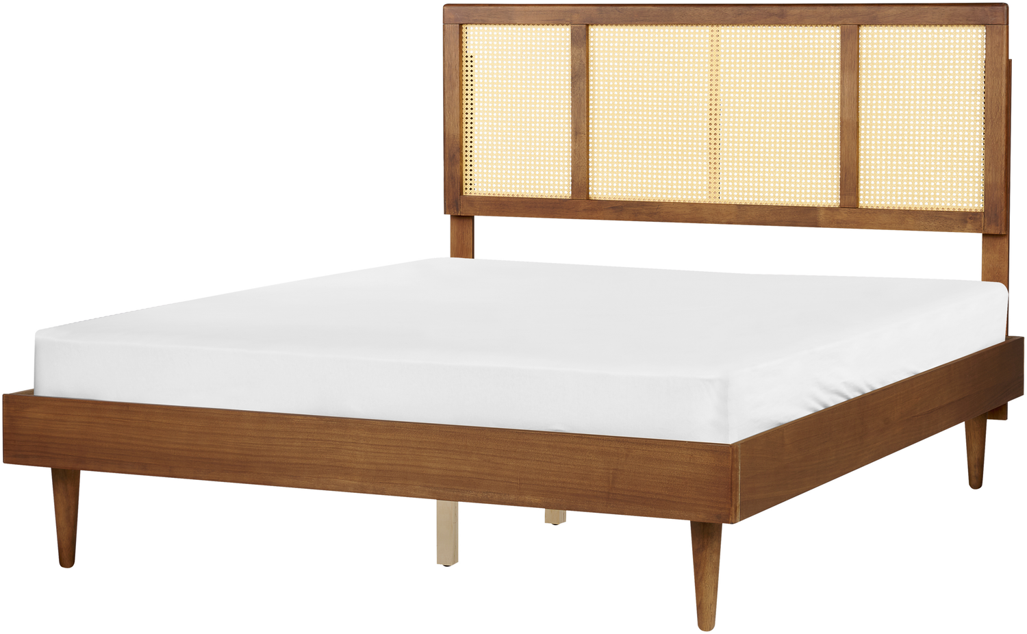 Bett mit Lattenrost AURAY 160 x 200 cm Rattan Heller Holzfarbton Bild 1