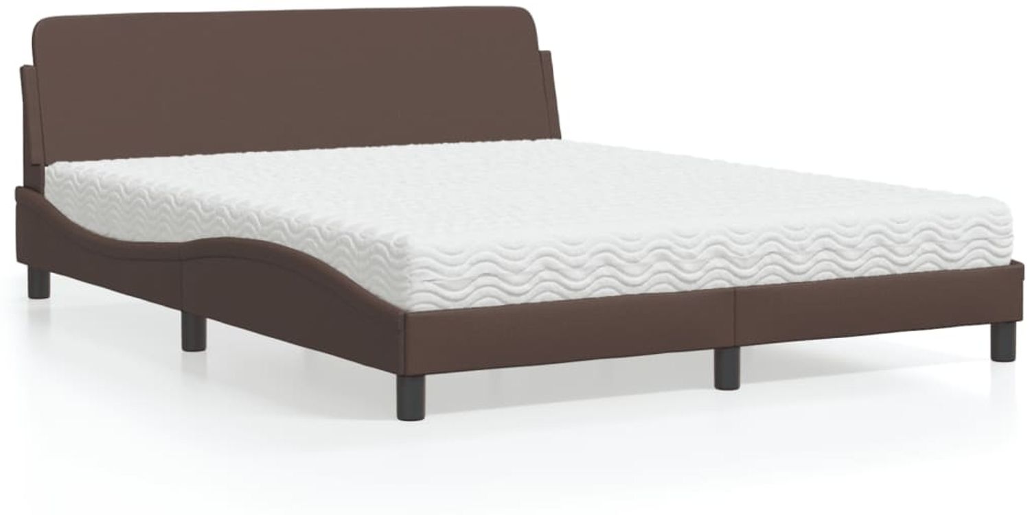 vidaXL Bett mit Matratze "Dover" Braun 160x200 cm Kunstleder 3208439 Bild 1
