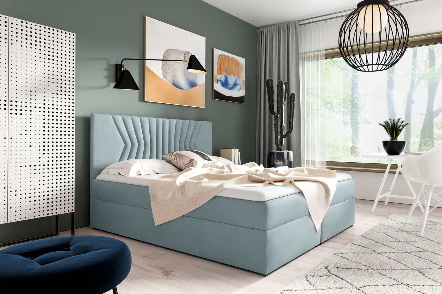 99rooms Prato Boxspringbett 180x200 cm Velours MONOLITH Silber Bild 1