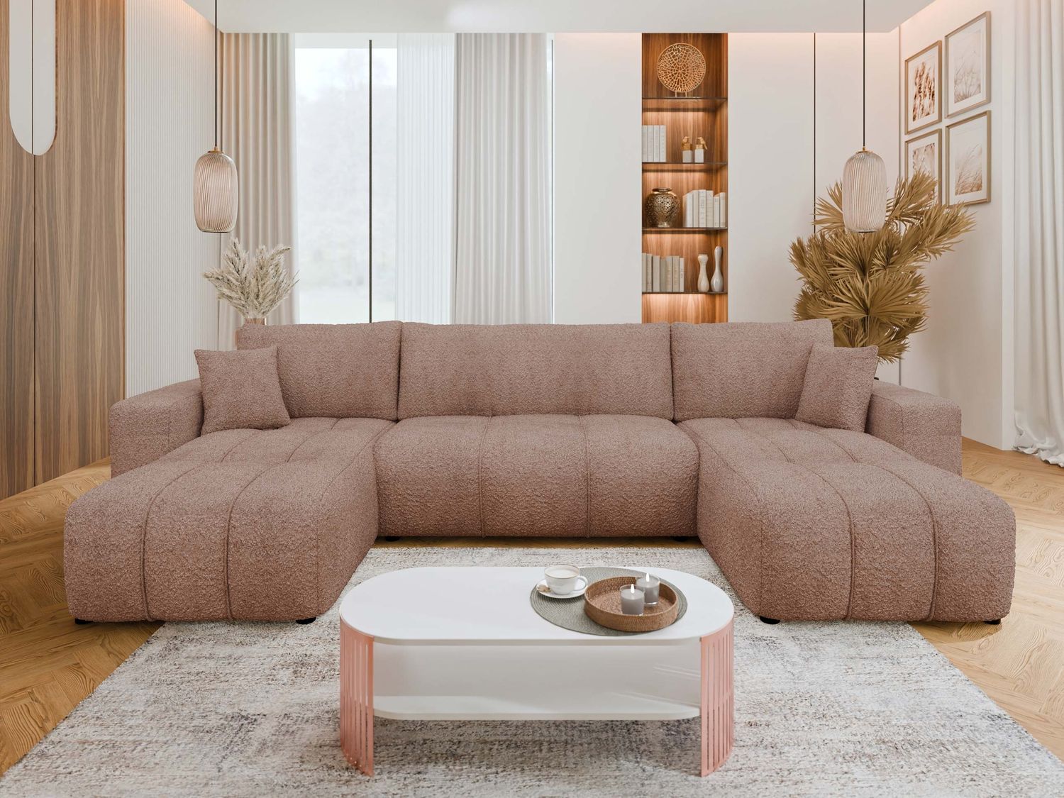 Wohnlandschaft Furyn U Boucle (Farbe: Coral 45) Bild 1