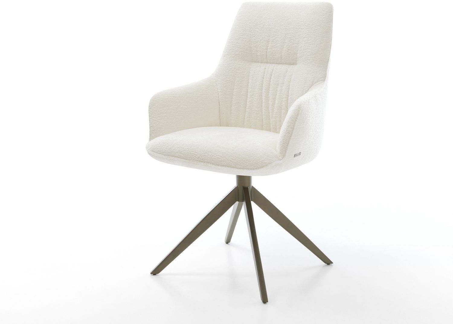 Drehstuhl Zelia-Flex mit Armlehnen Bouclé Soft Beige Kreuzgestell breit Effektfinish Titan 360° drehbar Wippfunktion Taschenfederkern Bild 1