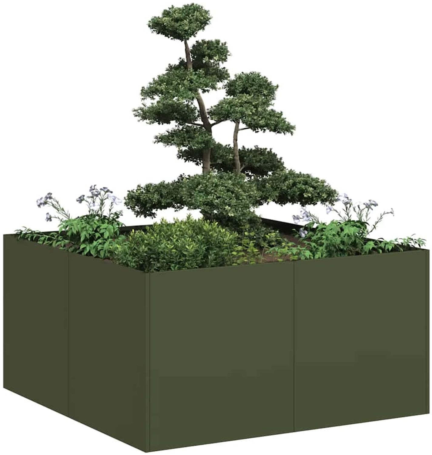 vidaXL Pflanzkübel Olivgrün 80x80x40 cm Kaltgewalzter Stahl 860741 Bild 1