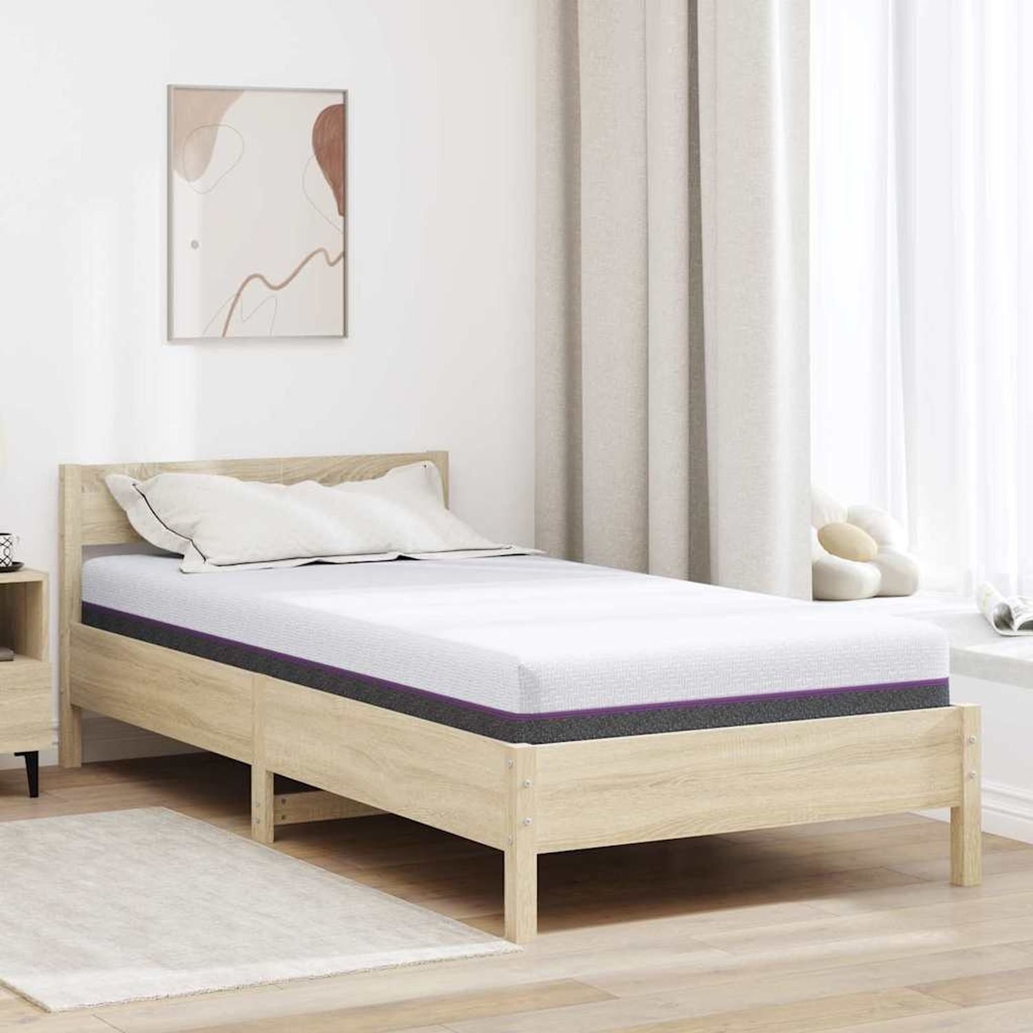 vidaXL Memory-Schaum-Matratze Mittel 90 x 190 cm 16 cm Weiß und Grau 4106325 Bild 1