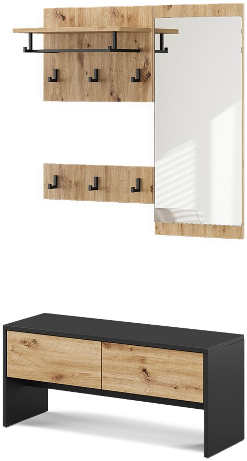 Garderobe Selena Anthrazit/Artisan 90 x 40 cm 4 Teile Vicco Bild 1