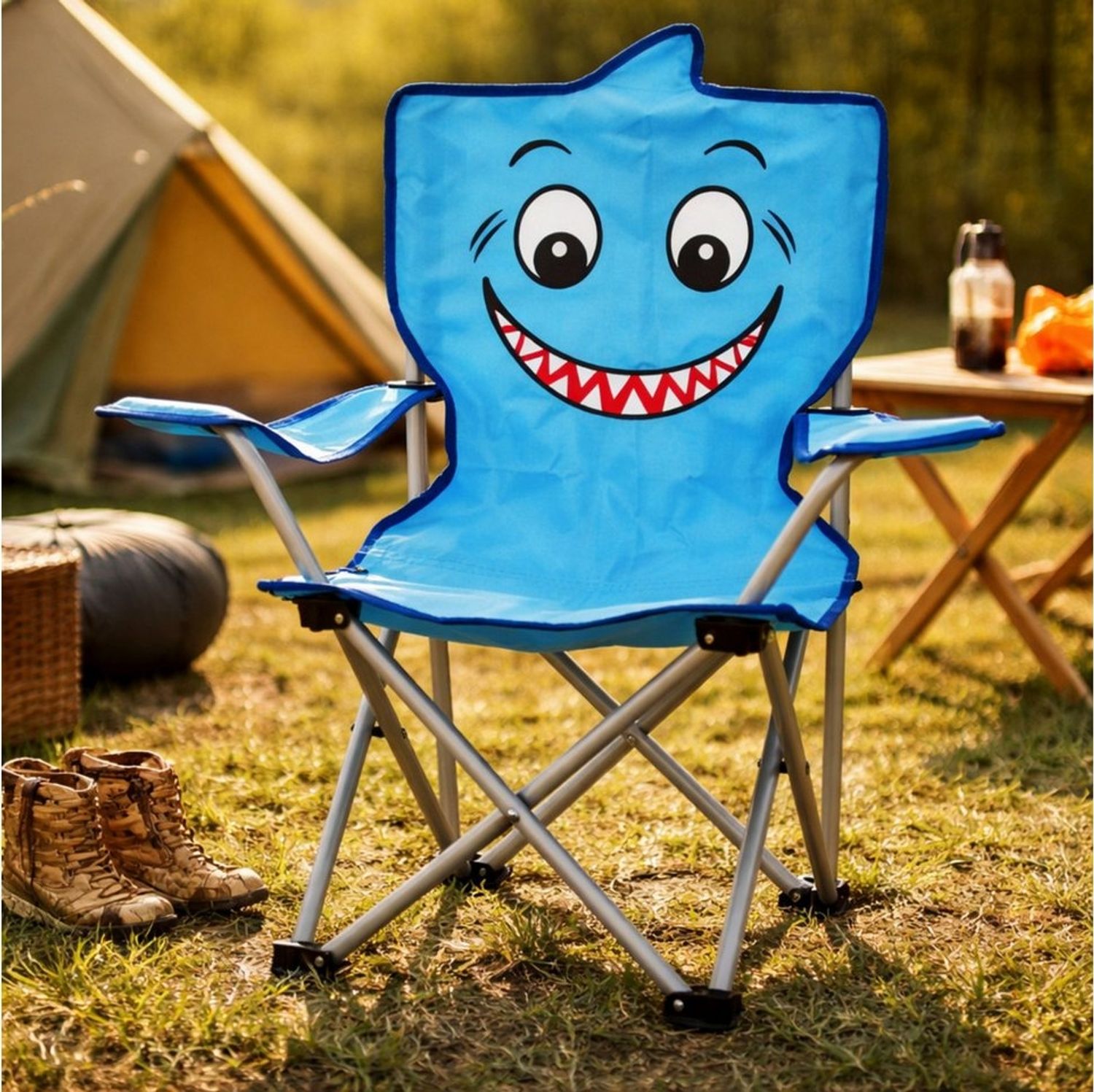 Koopman Faltstuhl Kinderstuhl Gartenstuhl Campingstuhl 60 x 57 x 32 cm Polyester (1 St), Hai, Tiermotiv, inkl. Tragetasche, für Kinder, max. 50kg Bild 1