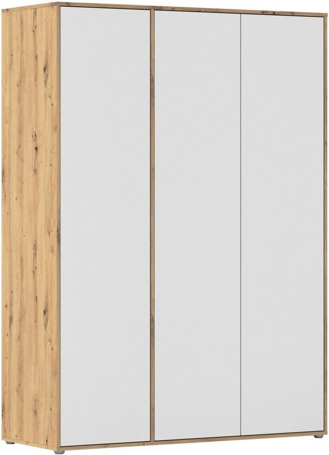 Rauch Möbel Nabila, Drehtürenschrank, Kleiderschrank, Kleiderschränke, Garderobe, 3-türig, Push-to-Open, Farbe Weiß/Eiche Artisan, Holz, 140 x 194 x 53 cm Bild 1