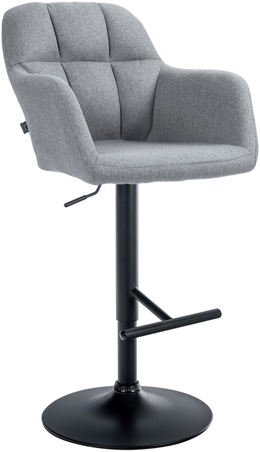 CLP Barhocker Natoma Stoff I Thekenhocker für Bar mit Gepolsterter Sitzfläche,grau Metall matt schwarz Bild 1