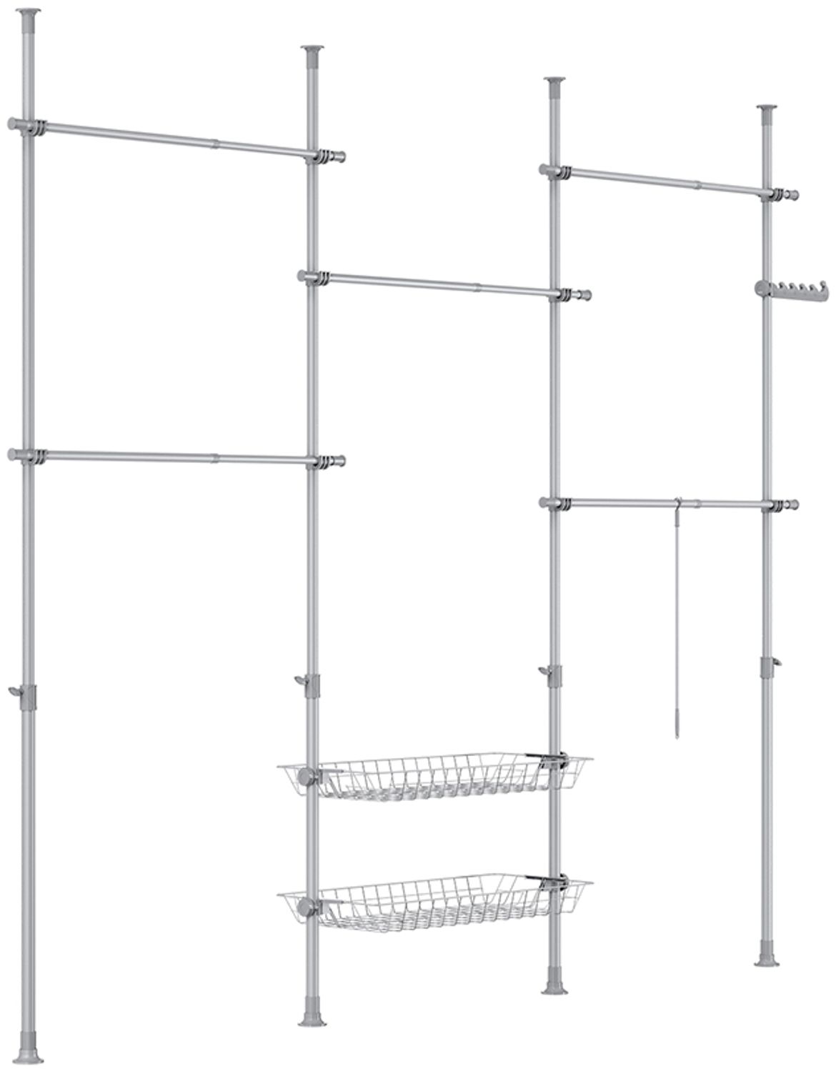 SoBuy KLS04-II-HG Garderobenständer, Metall, Pulverbeschichtung, Grau, 209 x 200 x 62 cm Bild 1