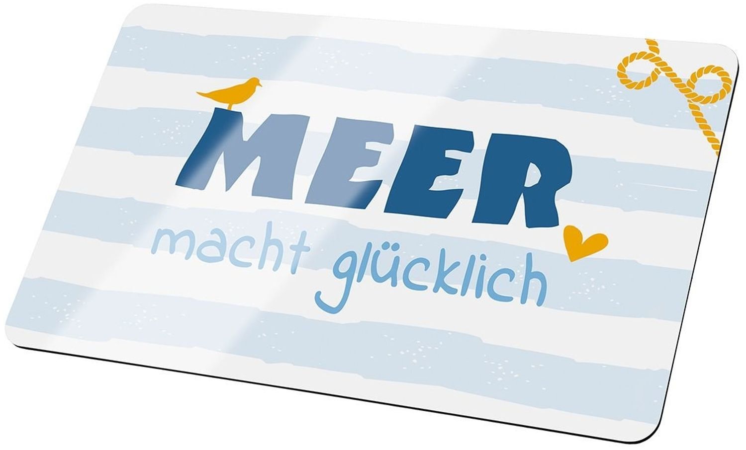 Brettchen Meer macht glücklich hellblau/dunkelblau/weiß/gelb Bild 1