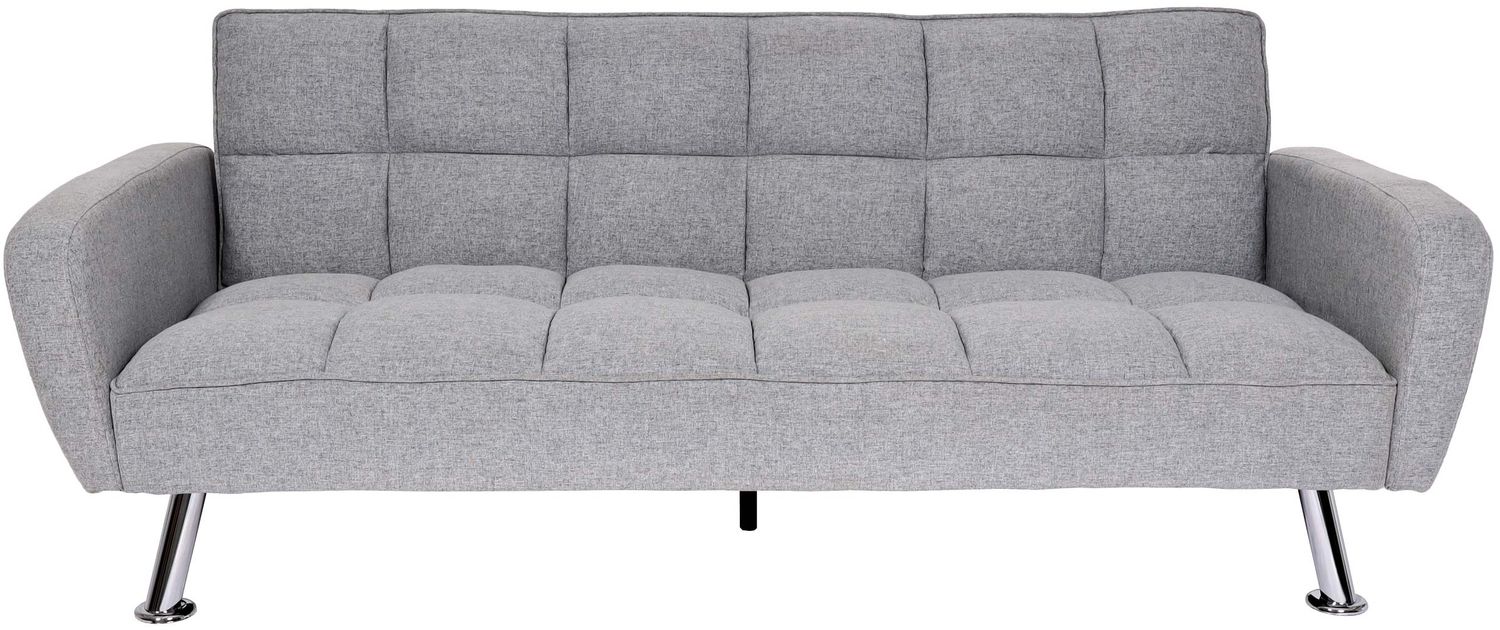 Sofa HWC-K19, Couch Schlafsofa Gästebett Bettsofa Klappsofa, Nosagfederung Schlaffunktion 203cm ~ Stoff/Textil hellgrau Bild 1