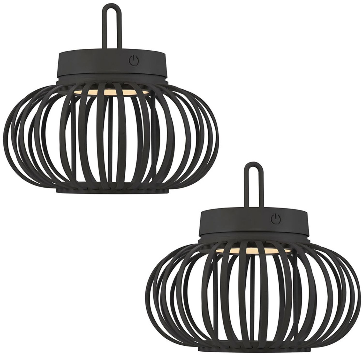 2x LED Akku Tisch-/Pendelleuchte, schwarz, Touchdimmer, D 25 cm Bild 1