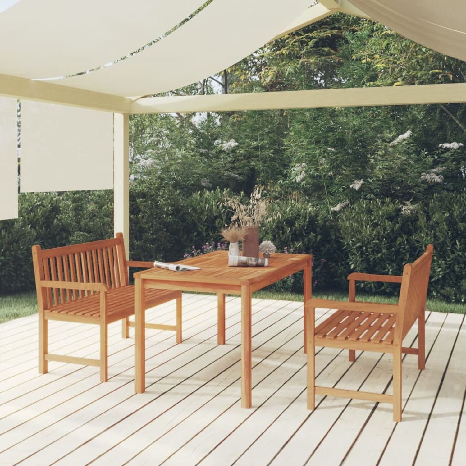 vidaXL 3-tlg. Garten-Essgruppe Massivholz Teak 3157150 Bild 1
