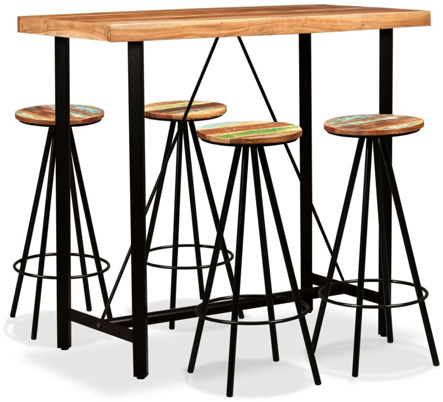 vidaXL 5-tlg. Bar-Set Massivholz Akazie und Altholz 275131 Bild 1