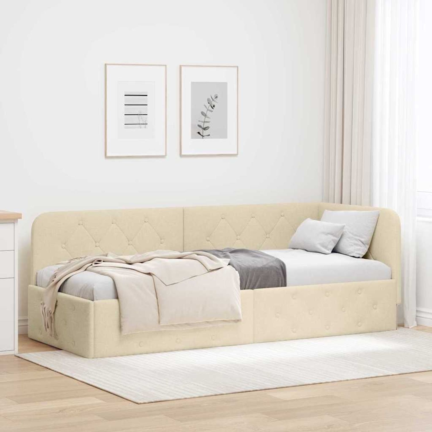 vidaXL Eckbettgestell Creme 80 x 200 cm Stoff 42016485 Bild 1