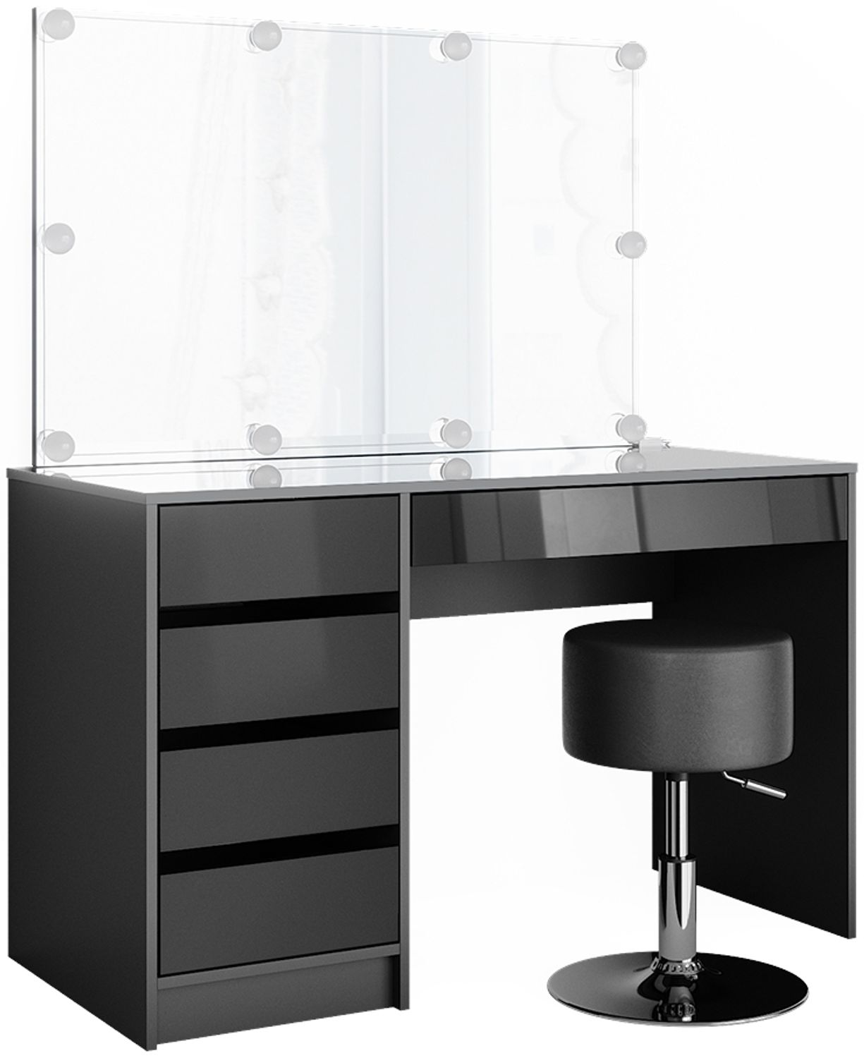 Schminktisch Sherry Anthrazit 120 cm mit LED Beleuchtung und Hocker Vicco Bild 1