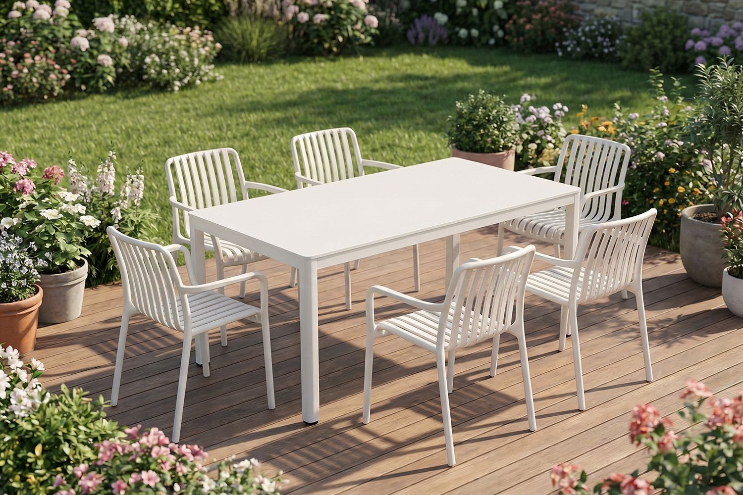 KAWOLA Gartenmöbel Set MIAVA 7-tlg. Aluminium cremefarben x x cm Bild 1