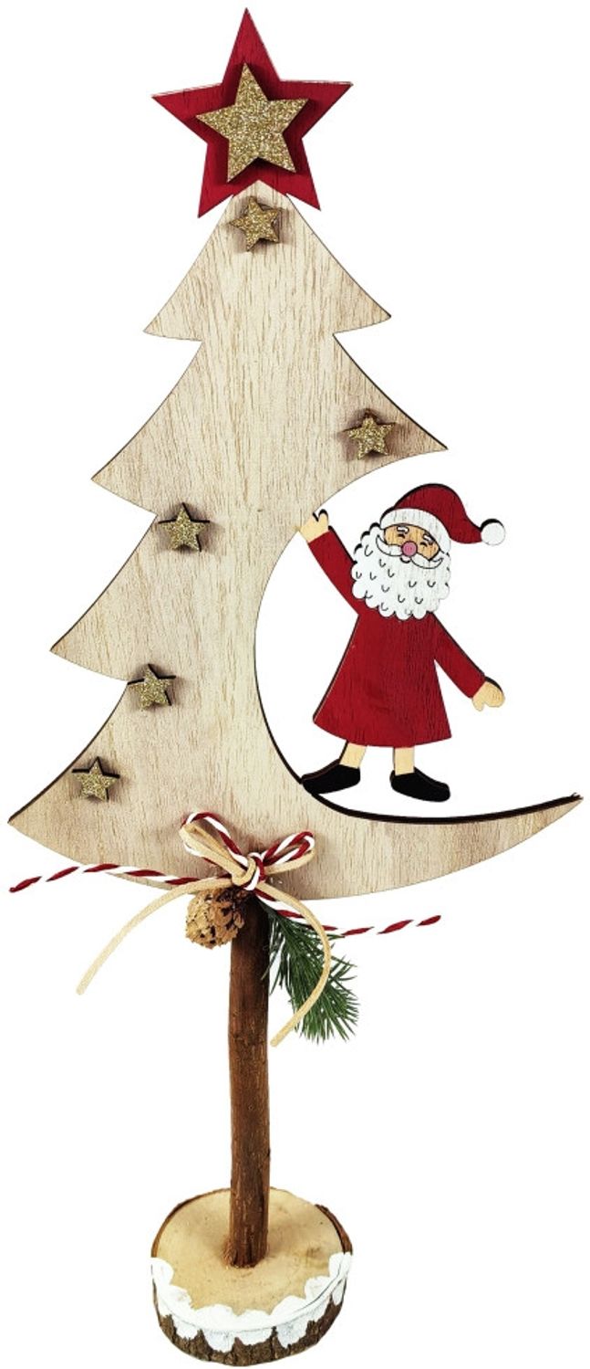 TrendLine Dekofigur Holz Tannenbaum Weihnachtsmann 45 x 42 x 52 cm mehrfarbig Bild 1