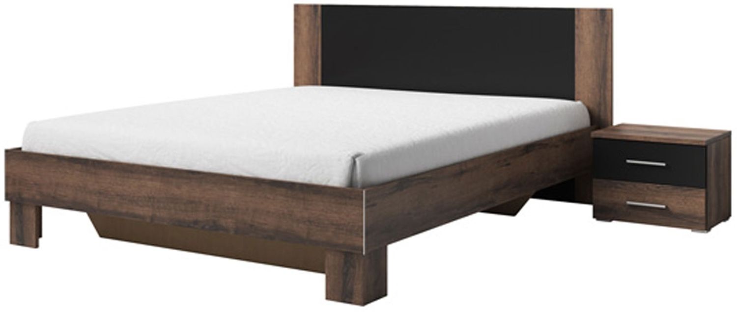 Set Doppelbett Vera 160x200cm mit Nachtkonsolen monastery eiche / schwarz Bild 1