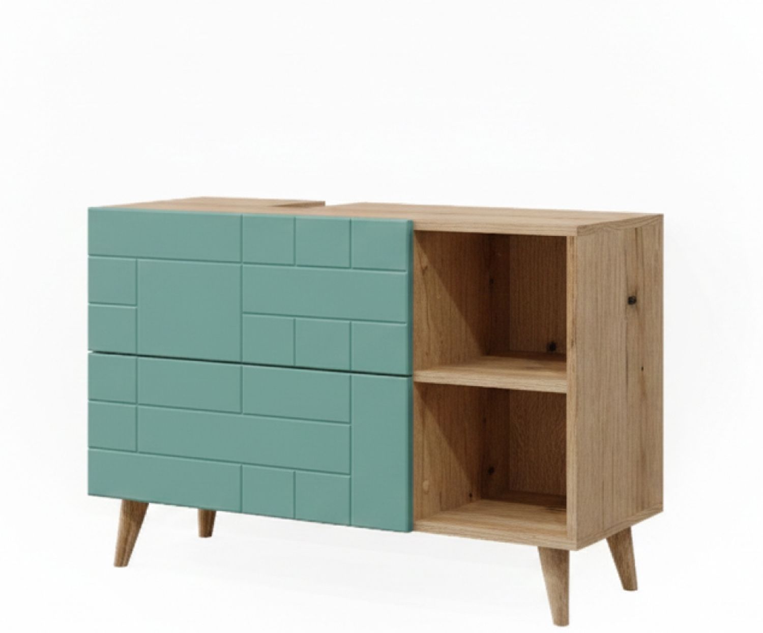 Waschbeckenunterschrank Rudi Mintgrün 90 x 59 cm mit 2 Schubladen Vicco Bild 1