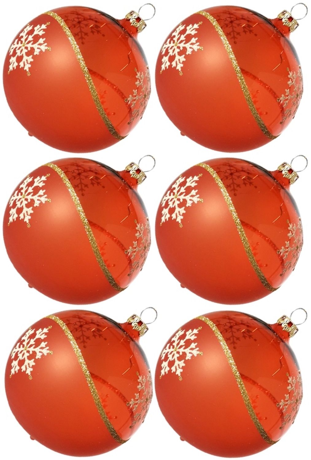 Weihnachtskugeln Set, 6 orange Kugeln Ø 8cm Kristallwelle, Thüringer Glas Weihnachtsschmuck Bild 1
