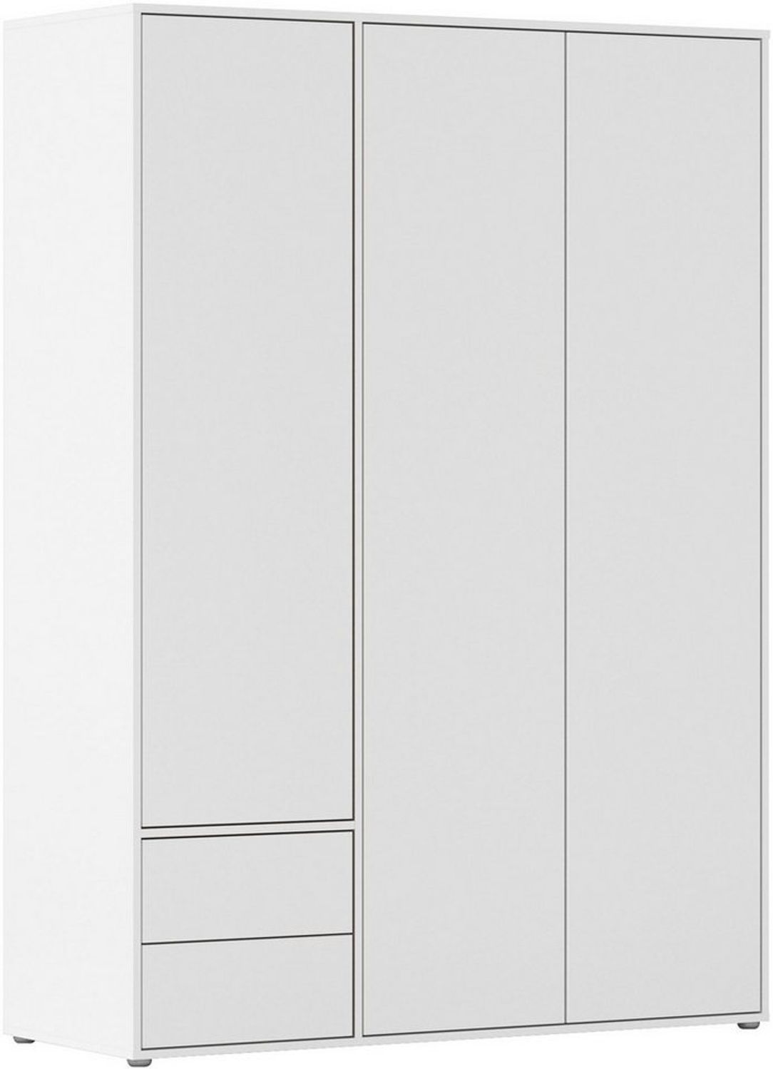 Rauch Möbel Nabila, Drehtürenschrank, Kleiderschrank, Kleiderschrank weiß, Kleiderschränke, Garderobe, 3-türig, 2 Schubkästen, Push-to-Open, Farbe Alpinweiß, 140 x 194 x 53 cm Bild 1