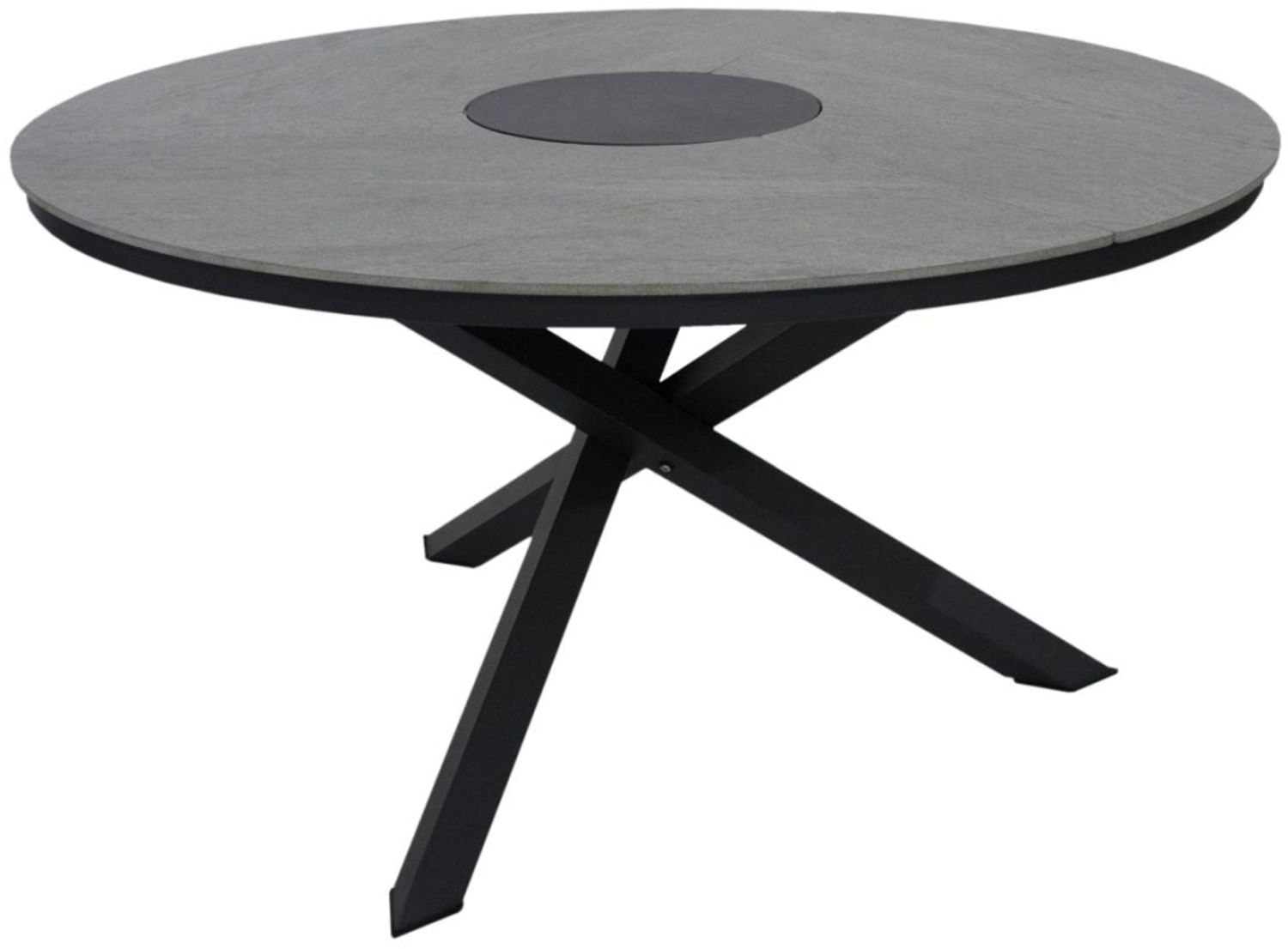 Gartenesstisch Kenora aus Aluminium und Keramik, modern, rund in Grau, für 4–6 Personen Bild 1